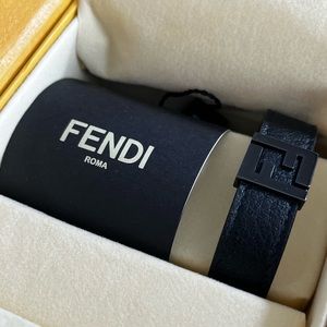 NEW FENDI - M.BRACELET/CALF LEATHER+BRASS BLACK+RUTHENIUM ULTRA BLACK (Unisex)